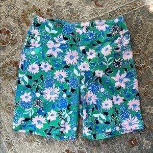 Floral Patterned Lilly Pulitzer Shorts in Green and Pink